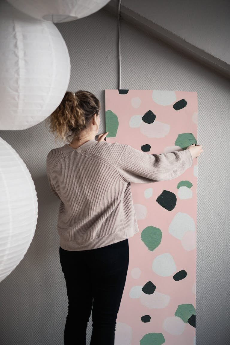 Terrazzo confetti - pink wallpaper roll