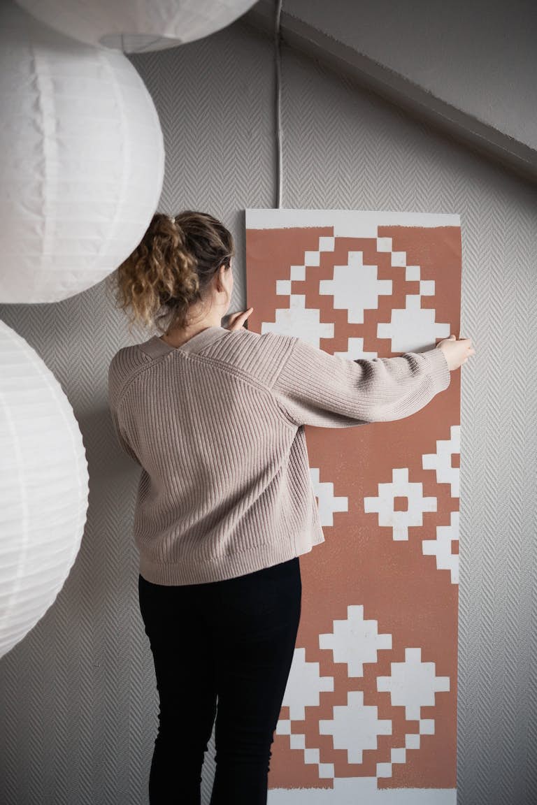 Terracota Geometric Pattern wallpaper roll