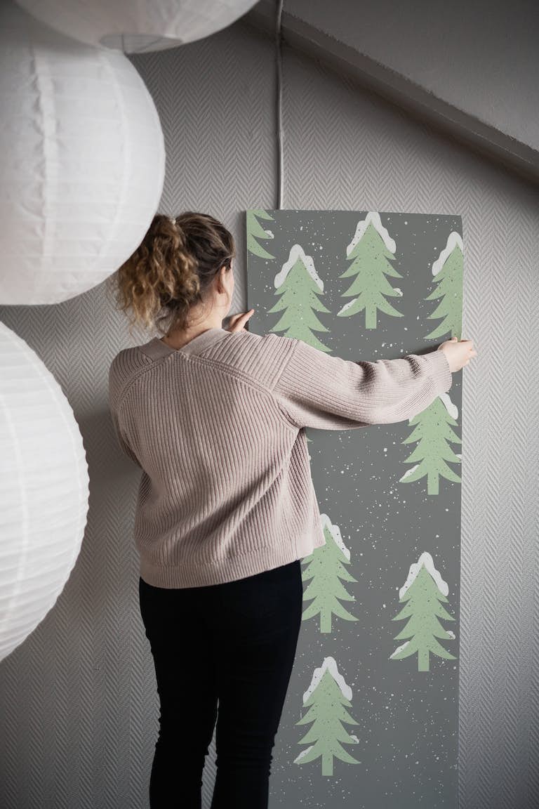 Winter Pines papel de parede roll
