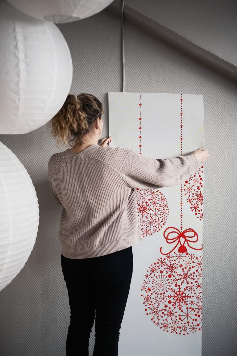 Snowflake Christmas Baubles behang roll