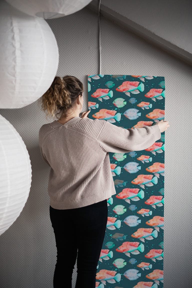 Blue Little Fish wallpaper roll