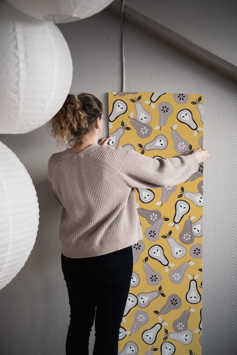 Pear Power pattern wallpaper roll