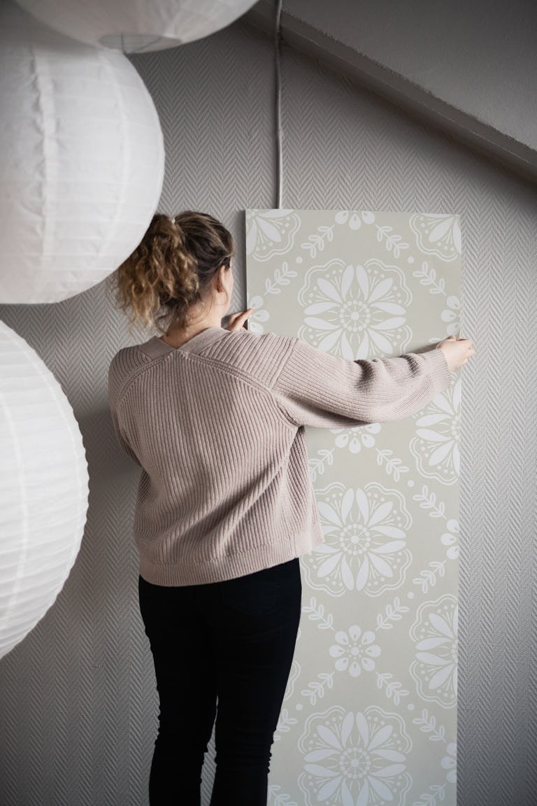 Emma Floral Tile - Warm Minimalist 1A - Large wallpaper roll