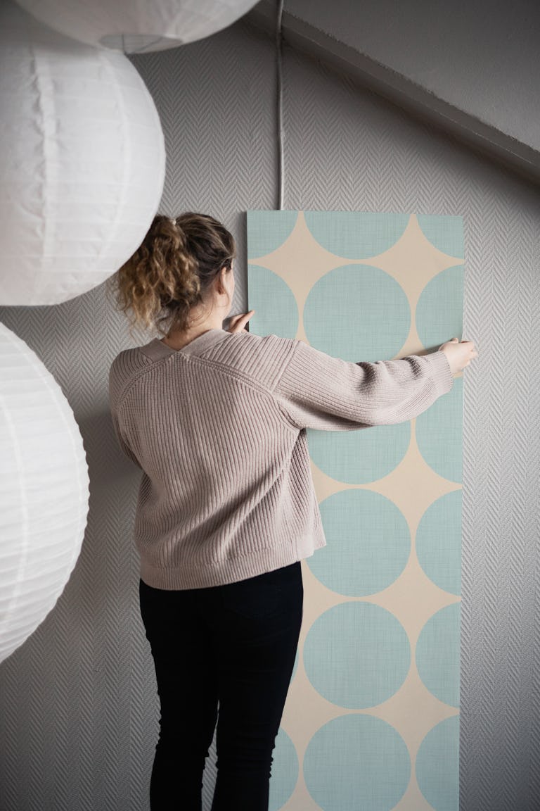 Modern Baby Blue Retro Spheres wallpaper roll