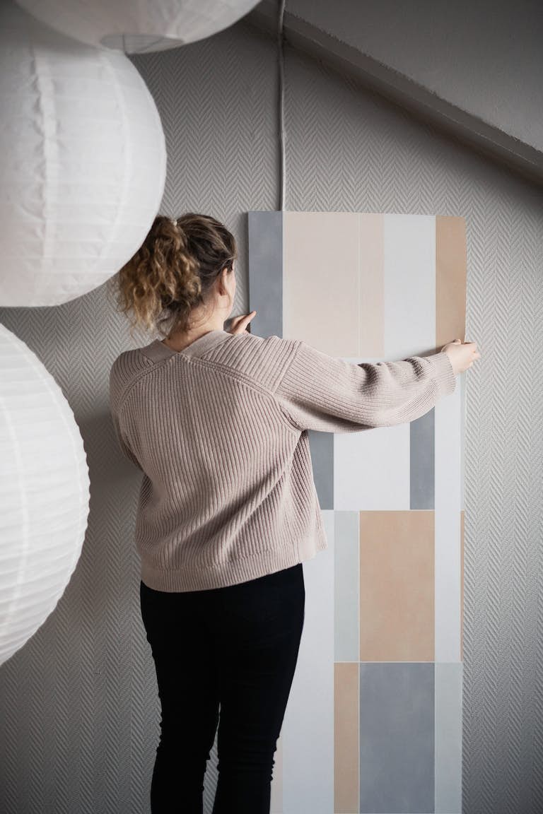 Muted Pastel Tiles One behang roll