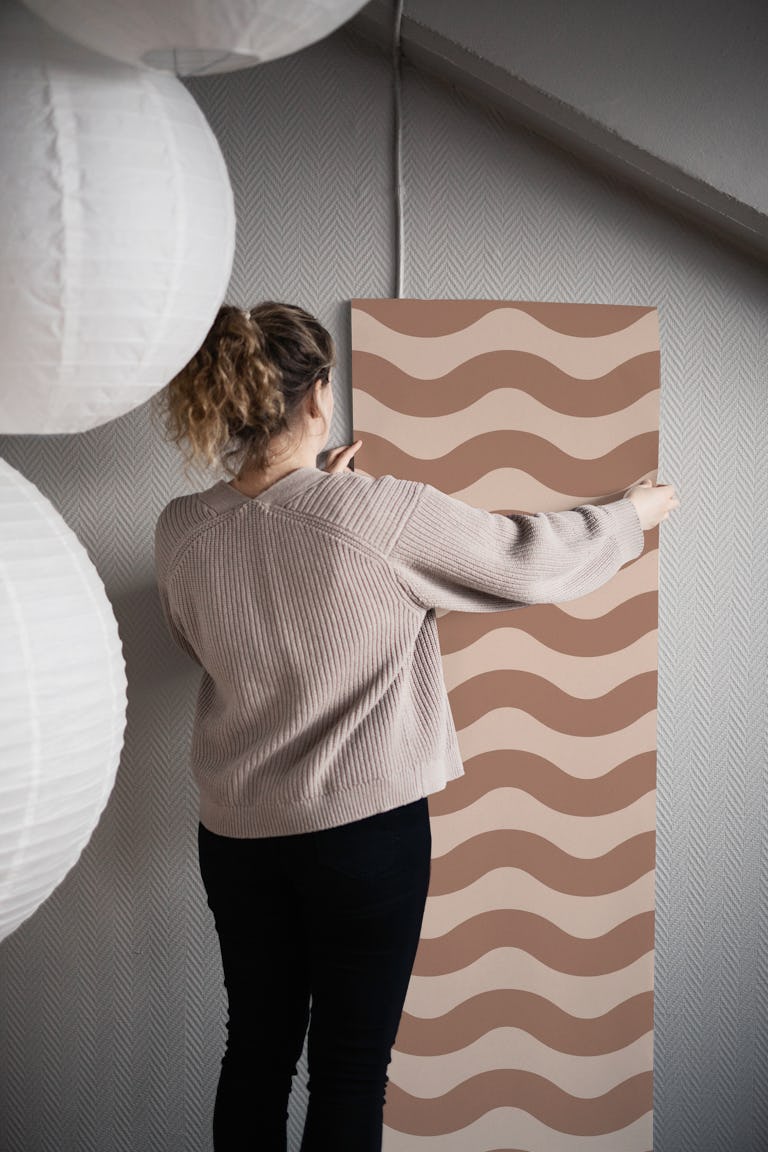 Mocha Mousse and Cream Waves 1 wallpaper roll