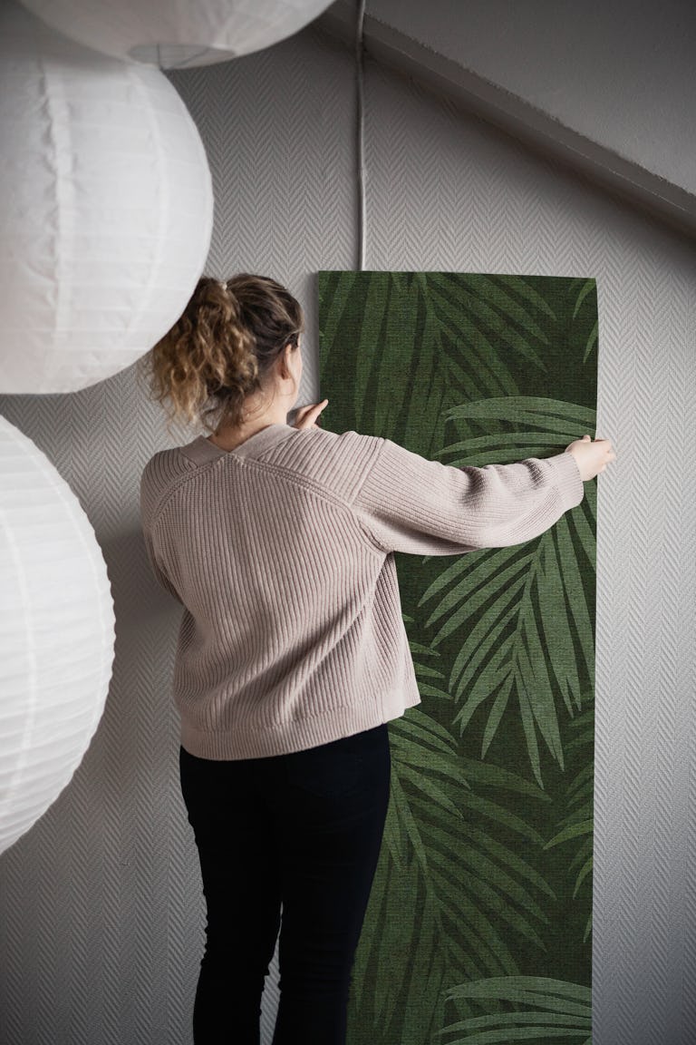 Tropical Palm Leaf - Jungle Green wallpaper roll