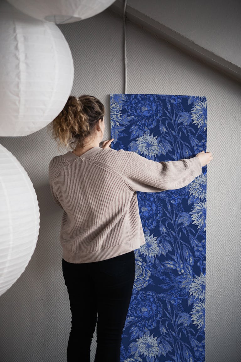 Sapphire Botanical Decor wallpaper roll