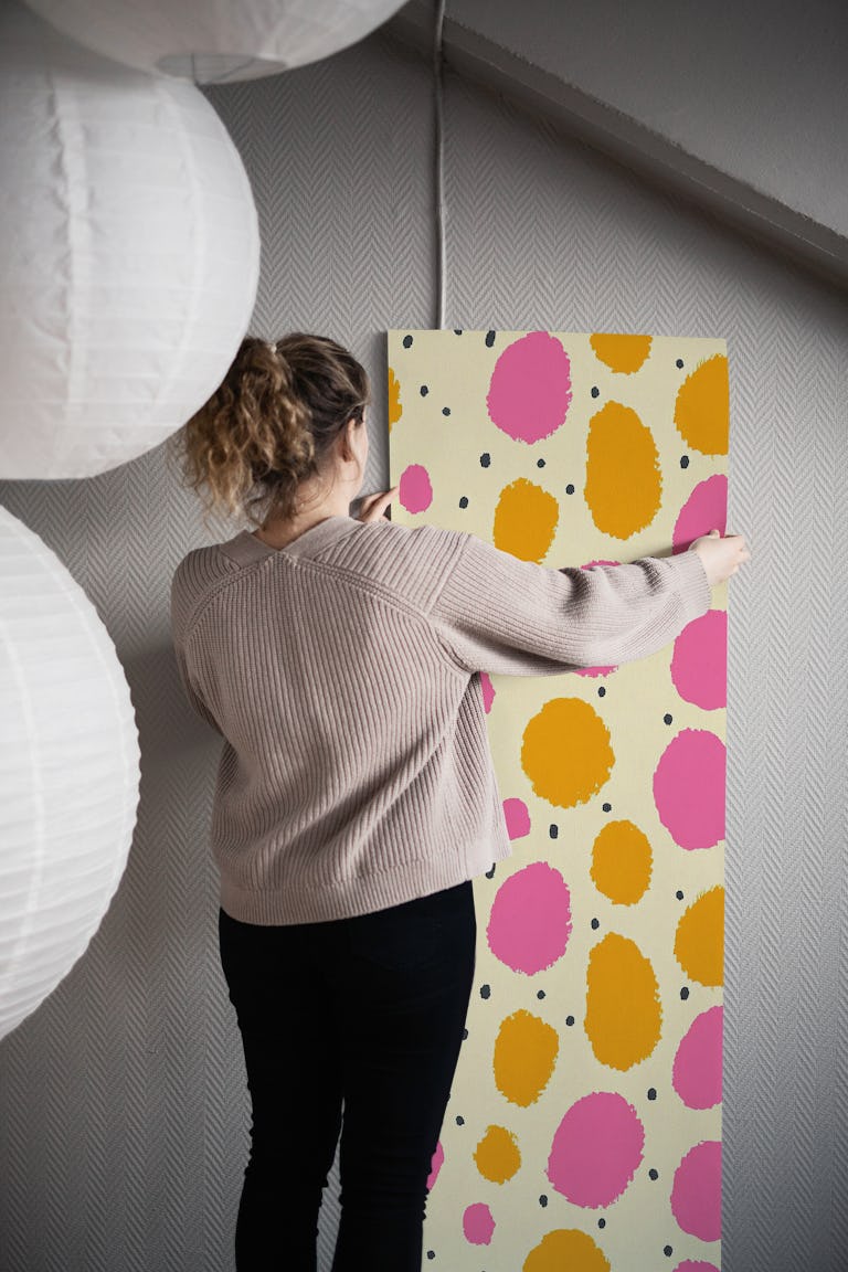 Pink and Mustard wallpaper roll