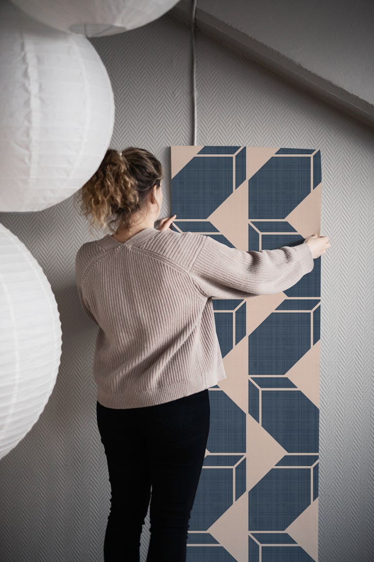 Minimal Balanced Geometries - Navy wallpaper roll