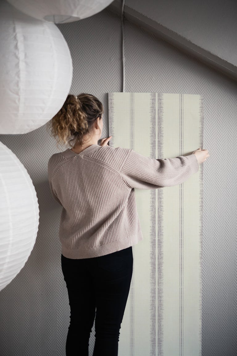 Provence Boho Stripes Linen-Lavender wallpaper roll