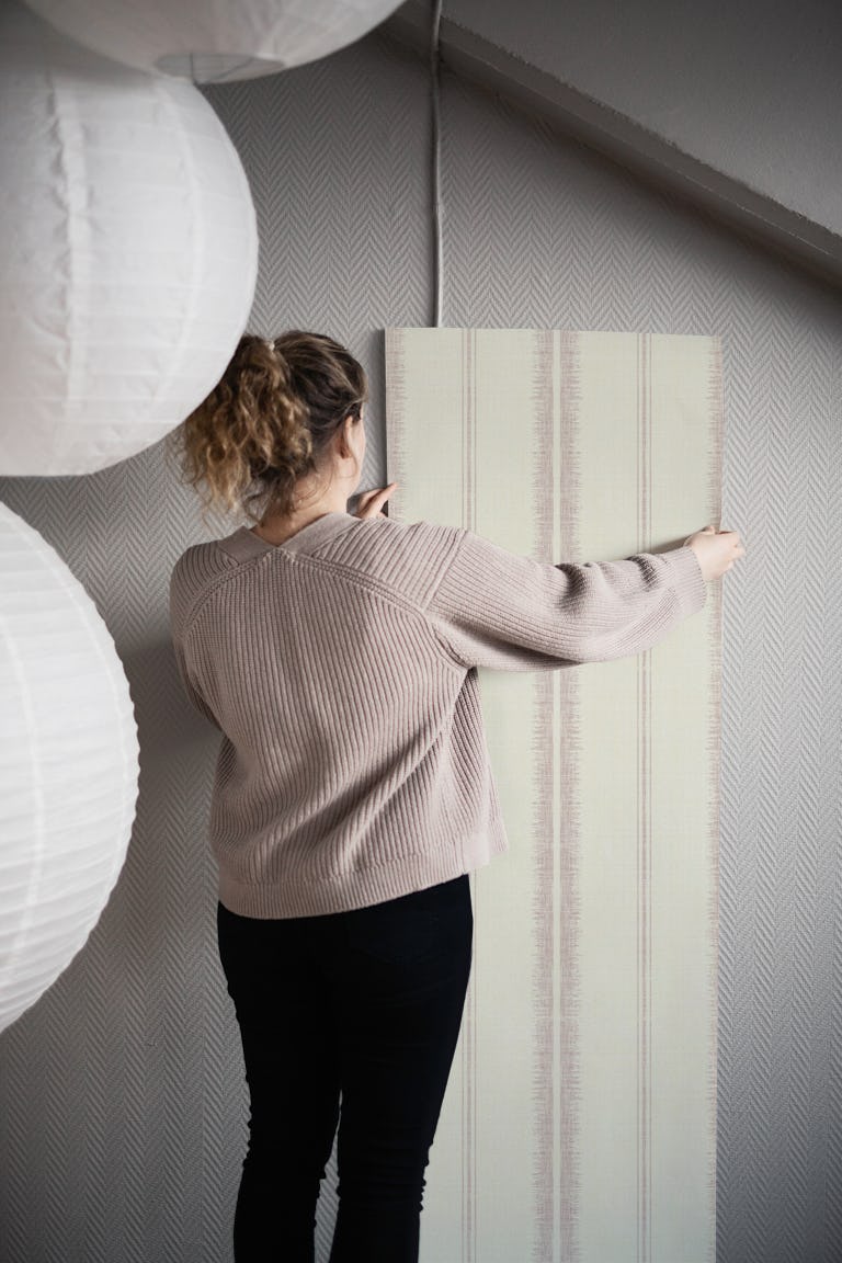 Provence Boho Stripes Linen-Pale Pink wallpaper roll
