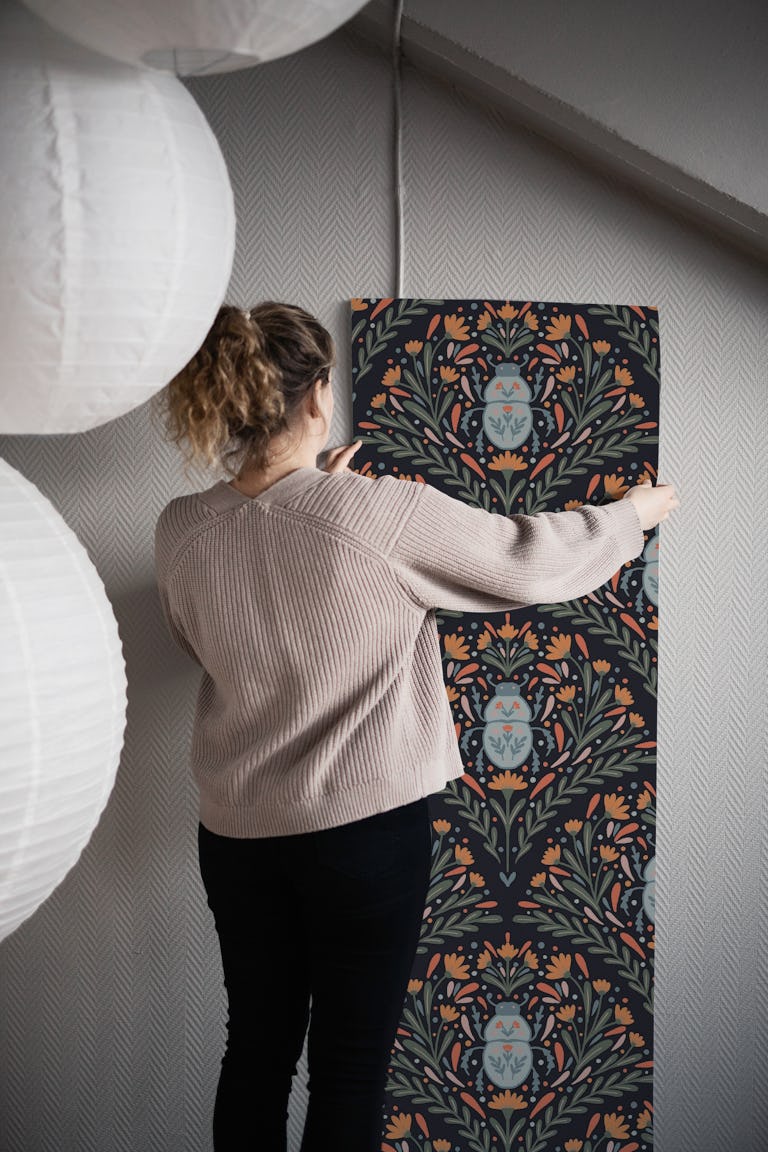 Bugs and flowers arcade - vintage vibes wallpaper roll