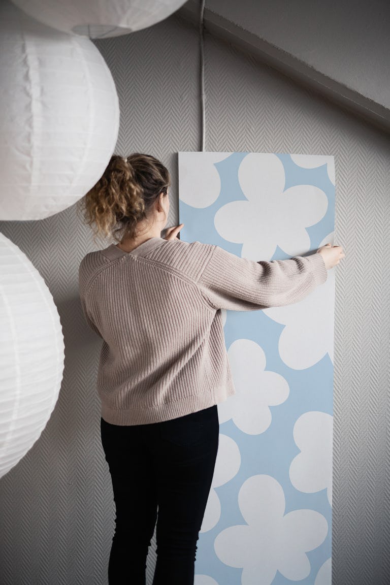 Bebe Scandi Clouds - Air Blue and White 2 -XL wallpaper roll