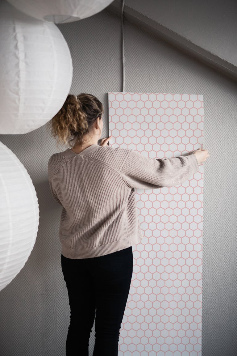 Honeycomb Hexagons Soft Pink wallpaper roll