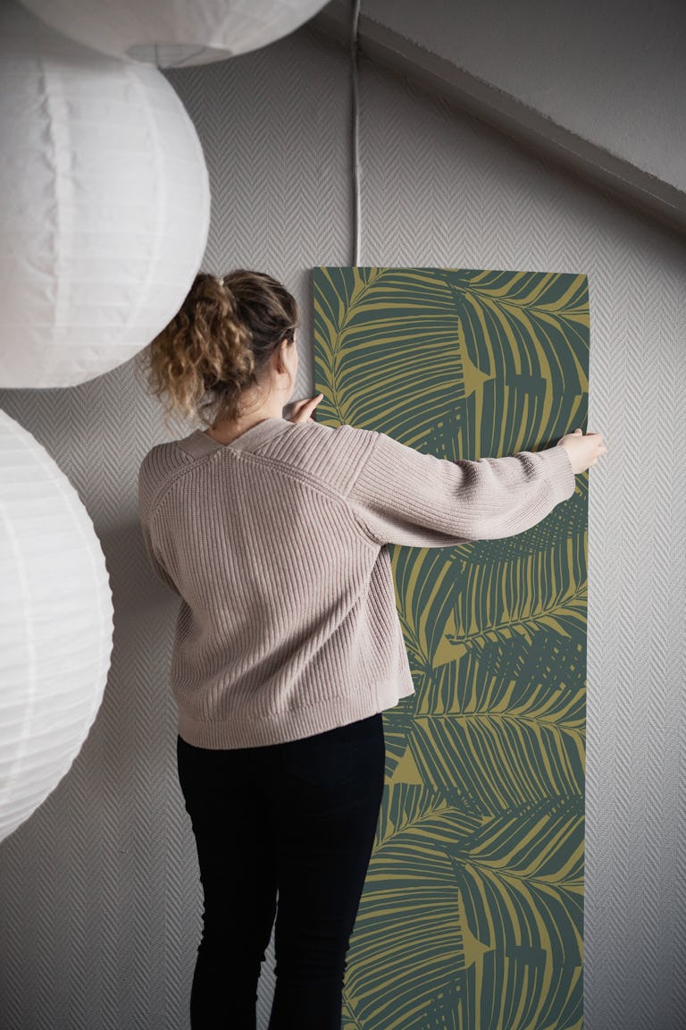 Tropicana Leafy in jungle green mix wallpaper roll