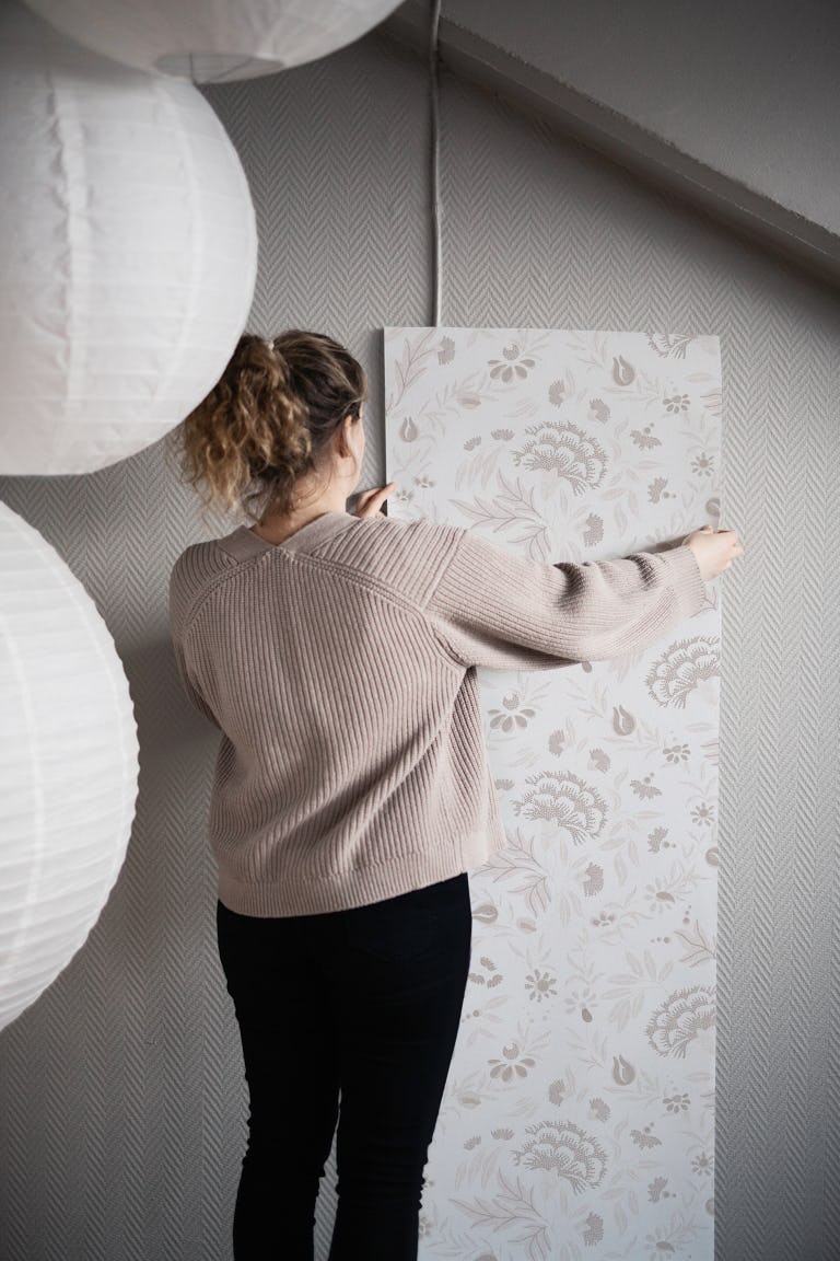 Georgian Floral - Warm Taupe wallpaper roll