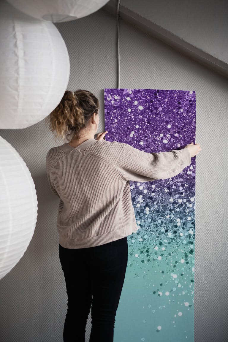 Purple Teal Mermaid Glitter 1 wallpaper roll