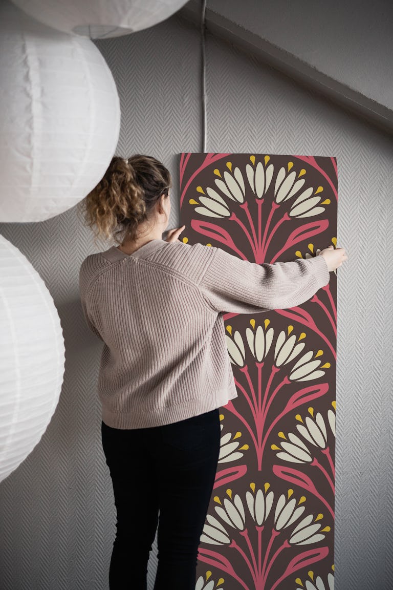 Art Nouveau Floral Touch in Magenta - L wallpaper roll