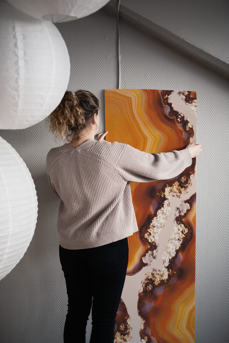 Orange Brown Agate Pattern 1 wallpaper roll