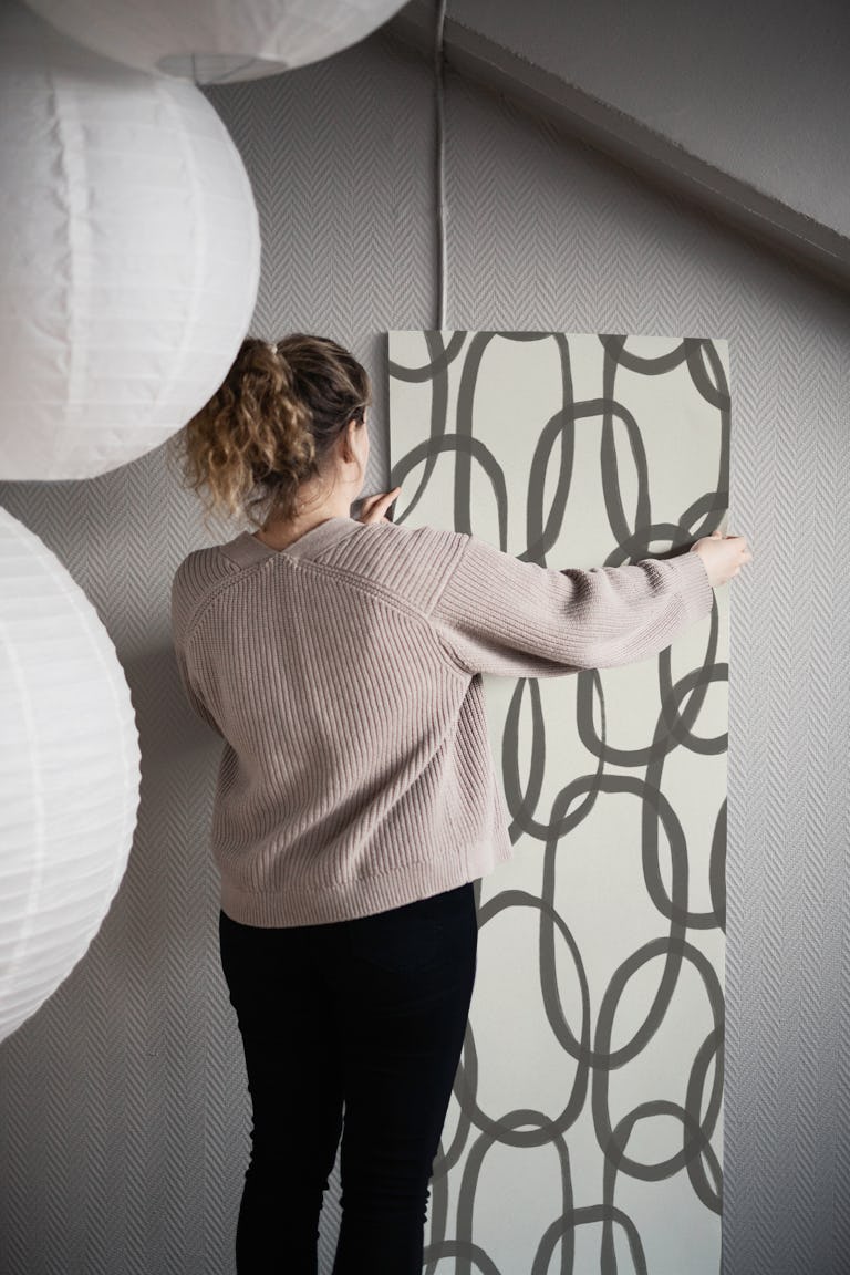 Doodle Loops - Organic Black & White Circles wallpaper roll