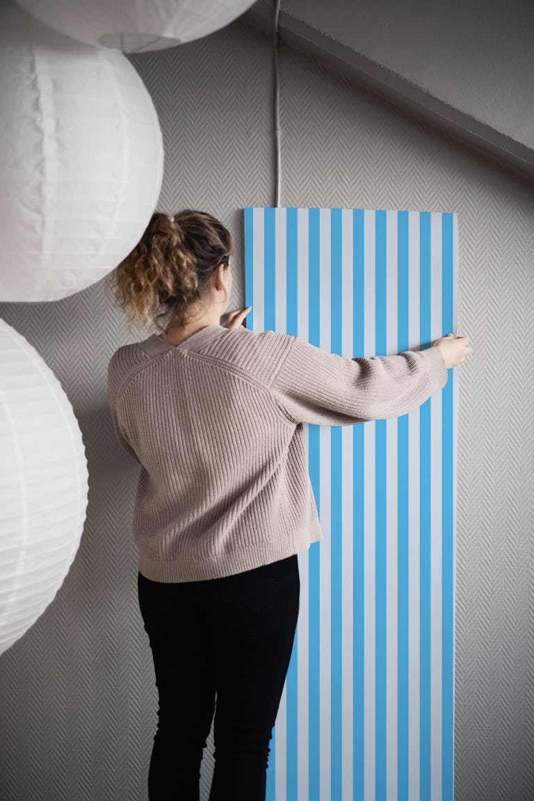 Bold Blue Stripes wallpaper roll