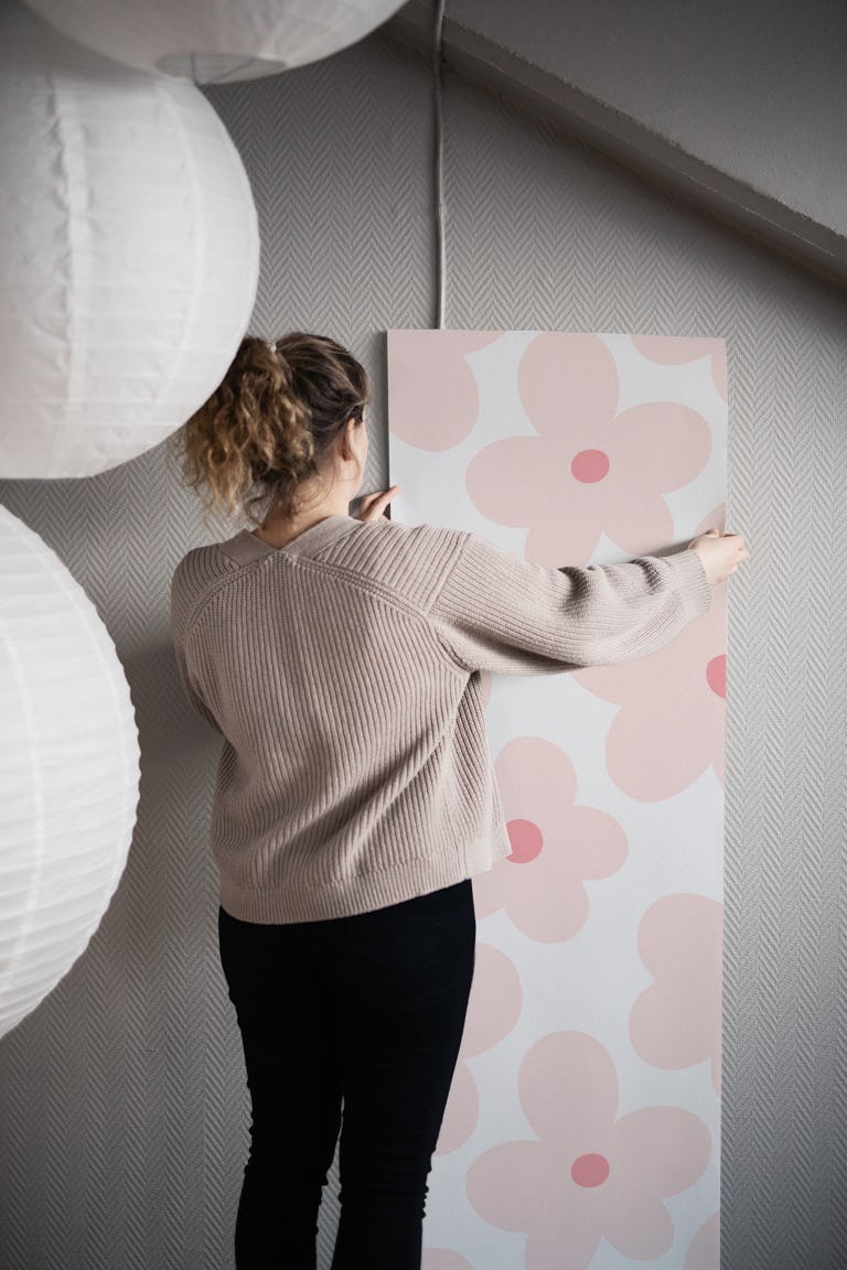 Lulu Scandi Flowers - Crepe Pink wallpaper roll