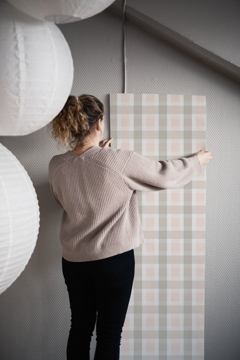 Rustic Plaid Powder Rose and Abbey Road S wallpaper roll