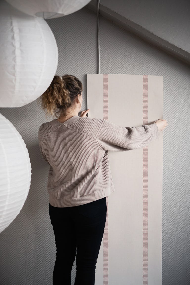 Boho Golden Harmony Stripes Beige Mauve wallpaper roll