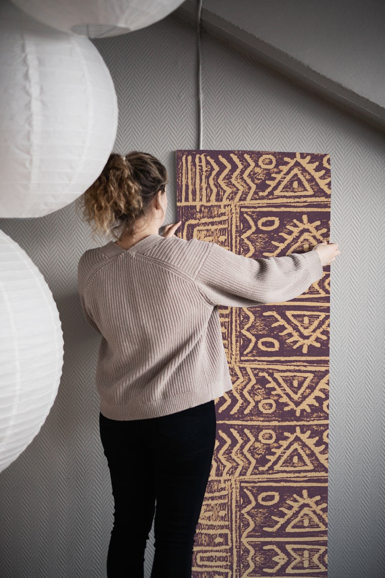 Mudcloth Brown Cream wallpaper roll