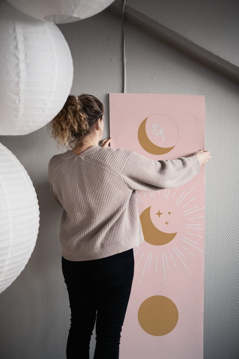 Blush Moon Phases behang roll