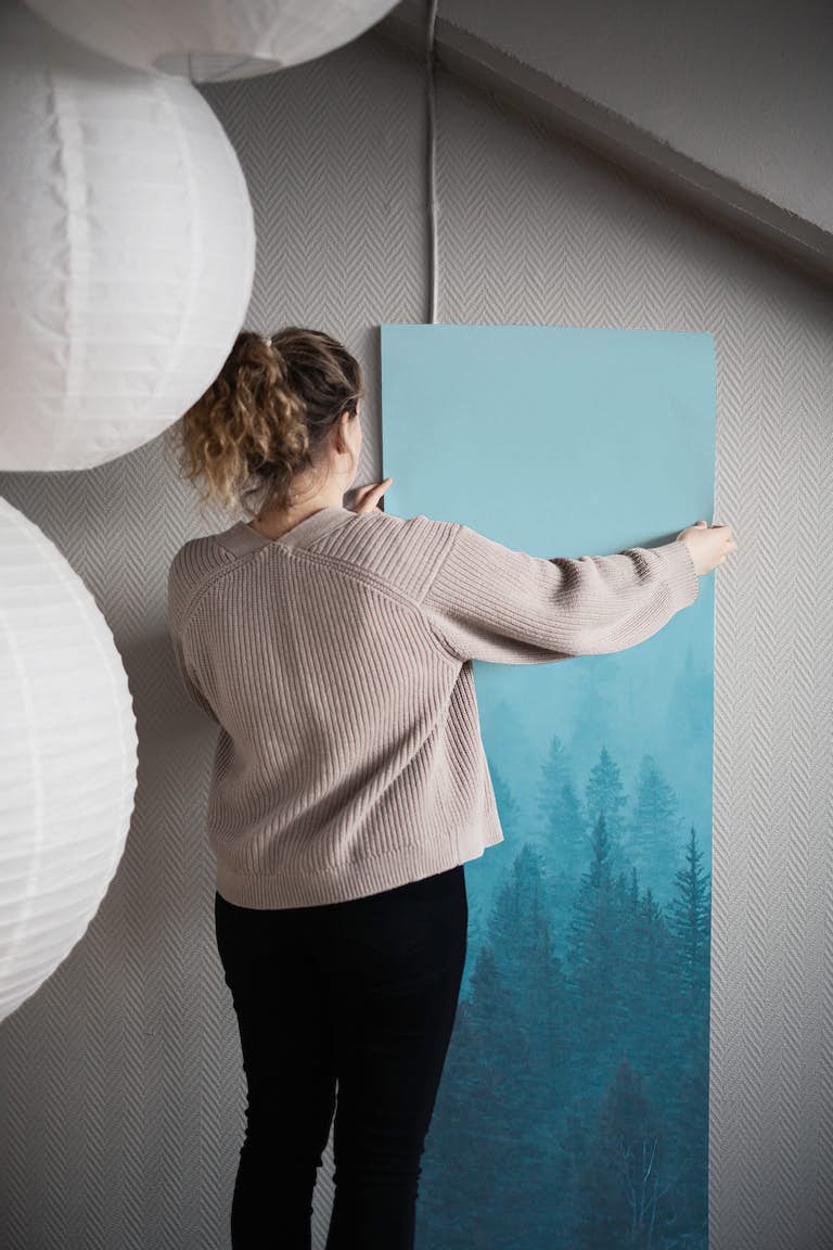 Misty Forest Blue wallpaper roll
