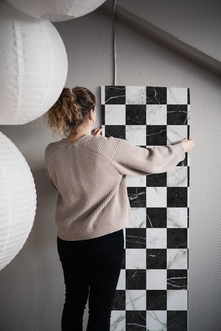 Marble Checkerboard Pattern behang roll