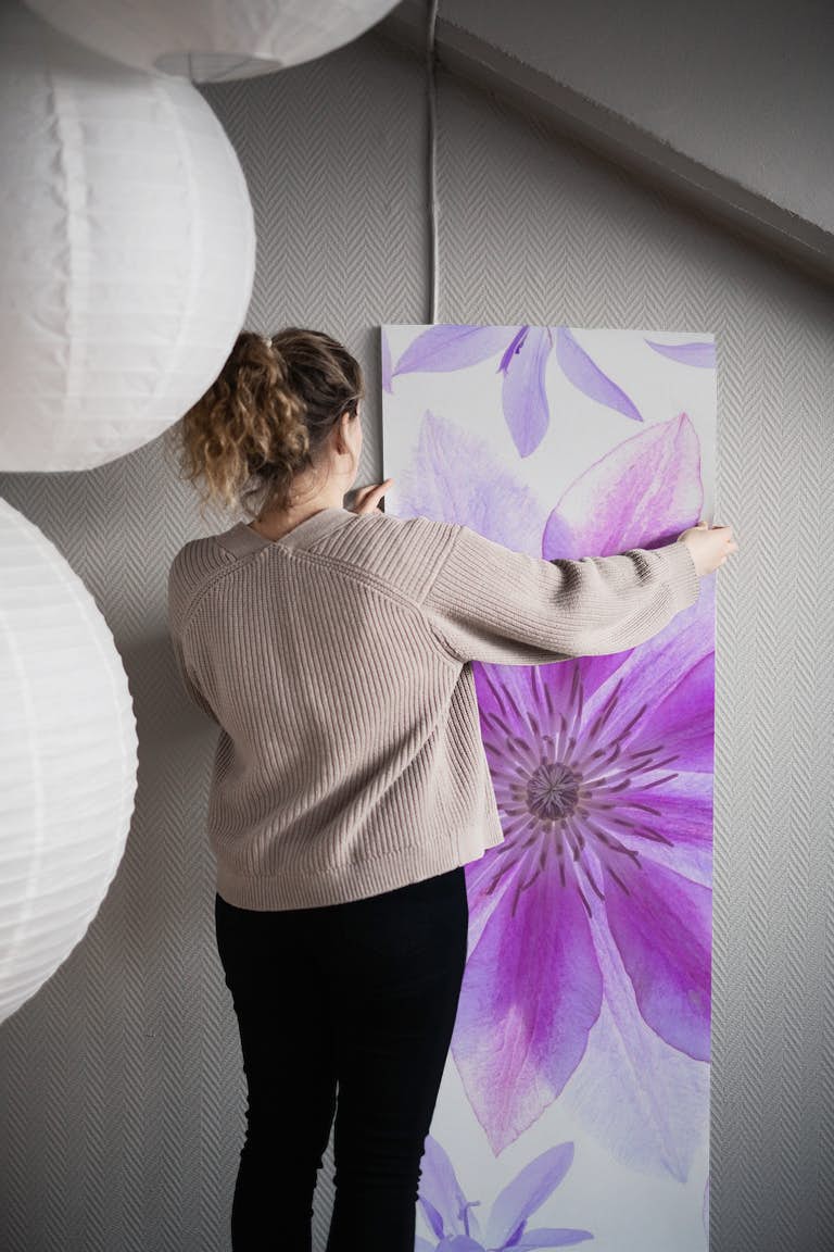 Clematis flowers wallpaper roll