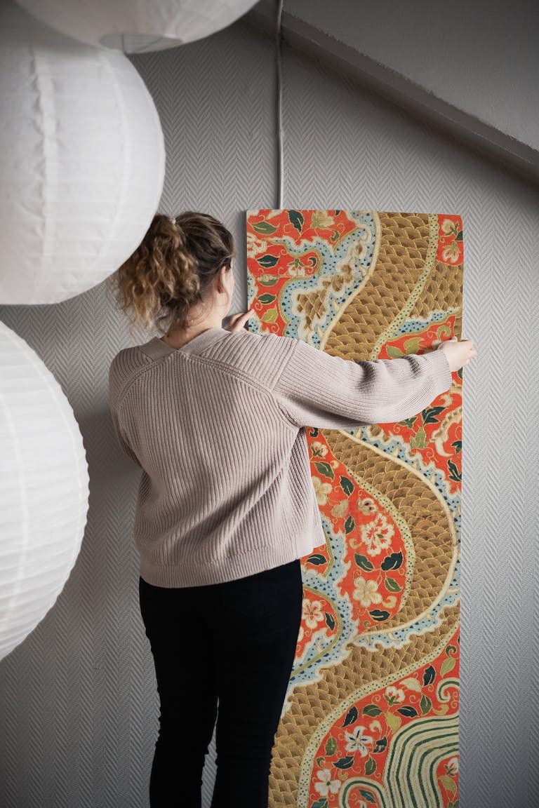 Chinese Vintage Silk Wall Art tapeta roll