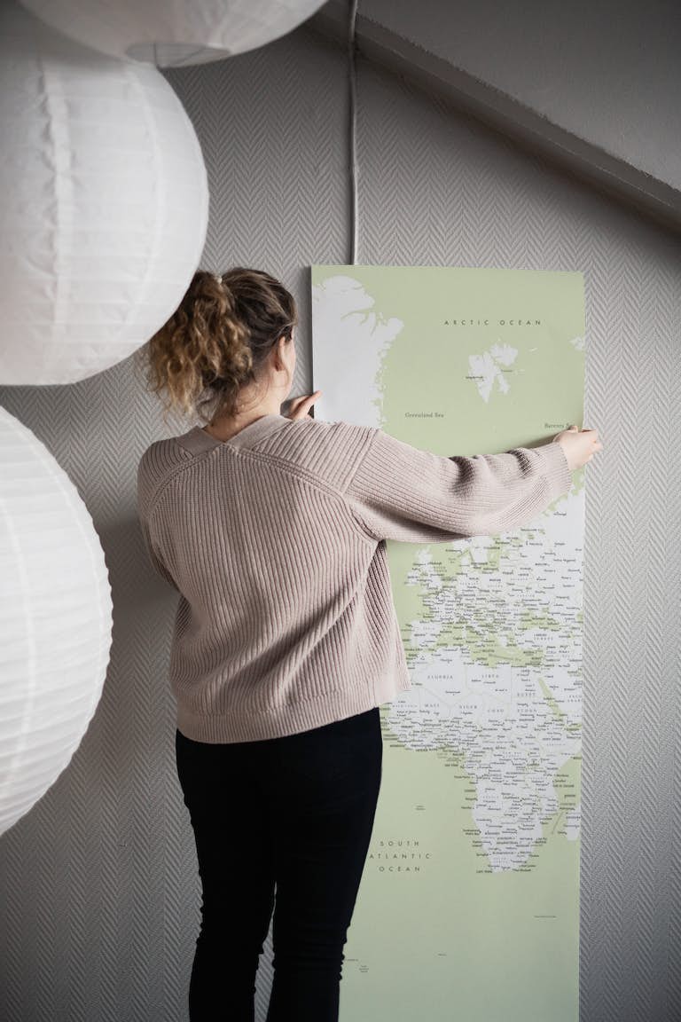 Detailed world map Xolani papiers peint roll
