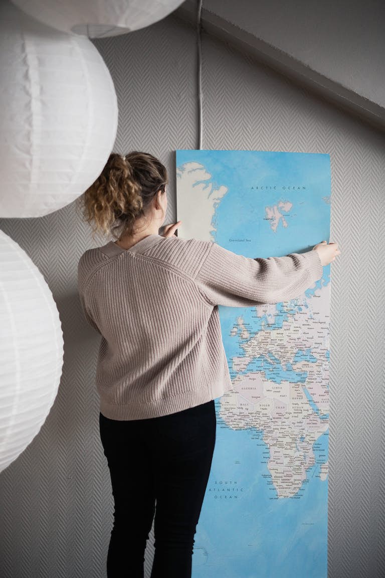 Detailed world map Benning papel pintado roll
