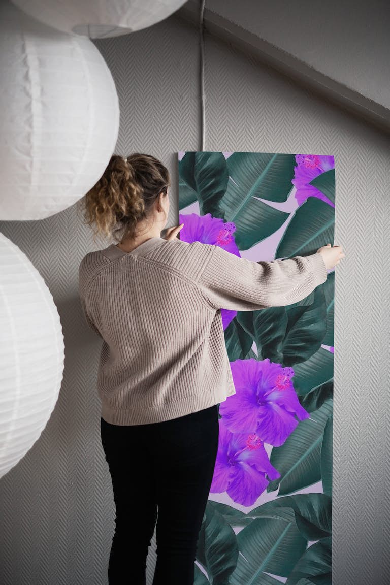 Hibiscus Jungle Leaves Dream 2 wallpaper roll