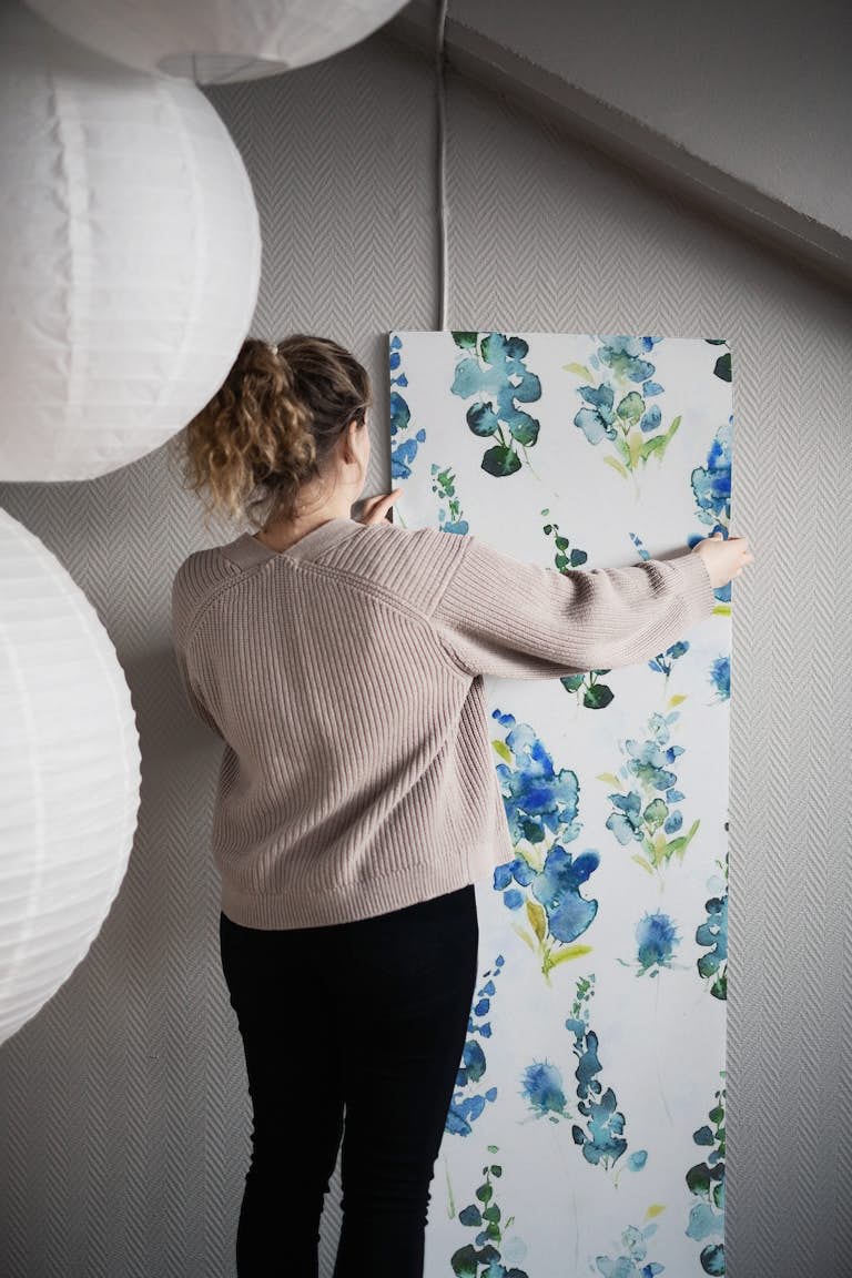 Blue Lupines Wildflowers wallpaper roll