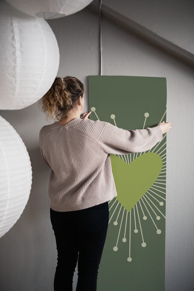 Minimal Green Heart wallpaper roll
