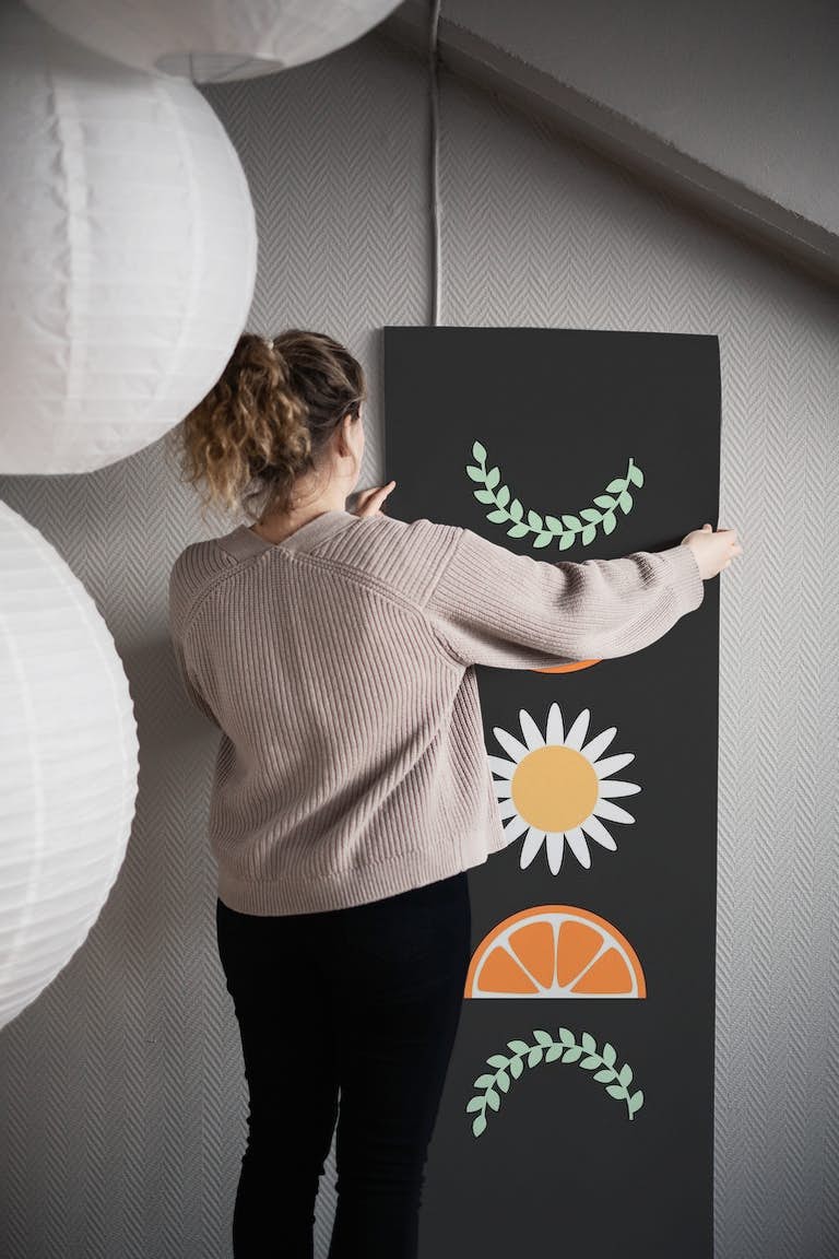 Floral Fruit Moon Phases behang roll