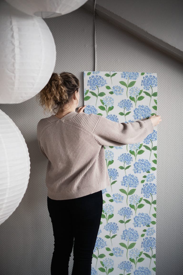 Blue Hydrangea Wallpaper ταπετσαρία roll