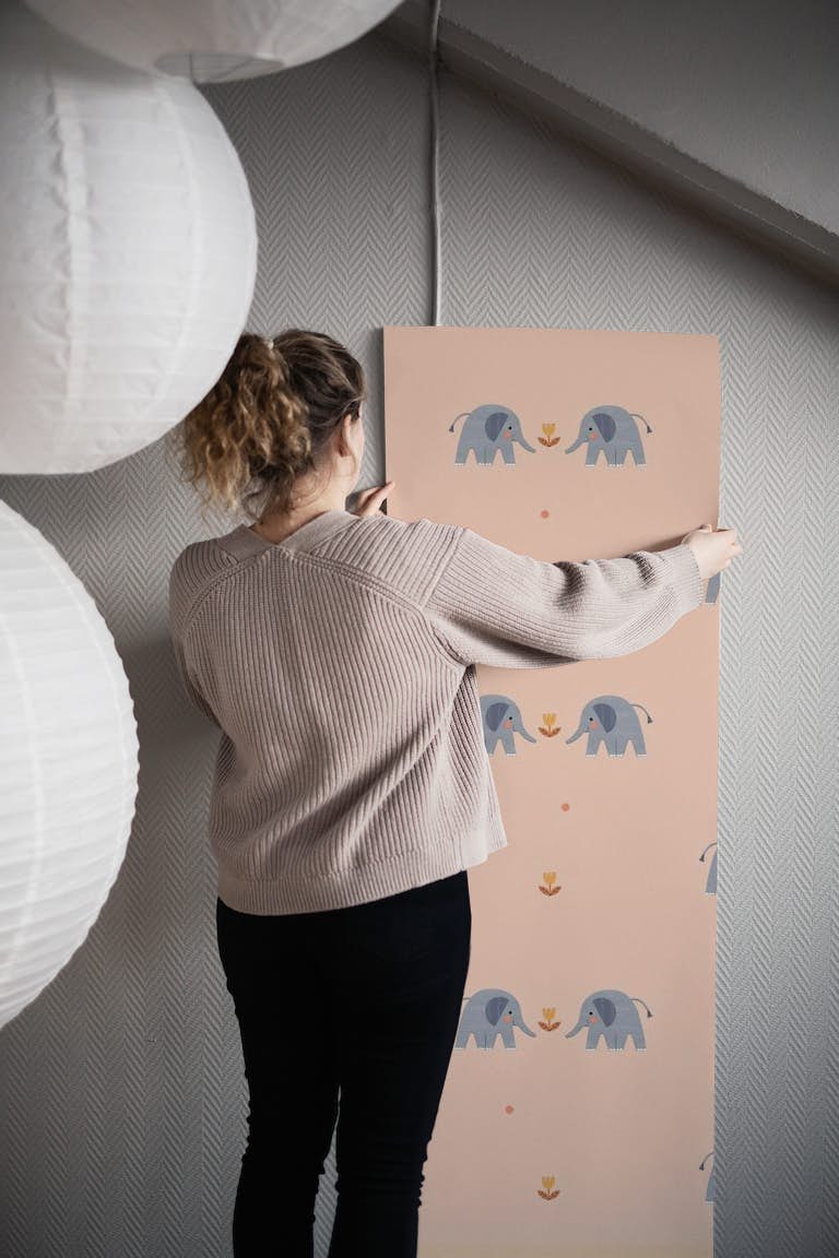 Elephant love papel pintado roll