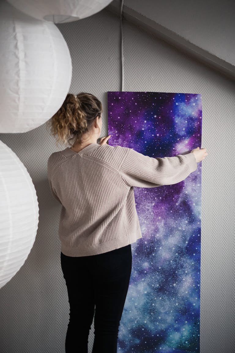 Purple Blue Galaxy Nebula 1 wallpaper roll