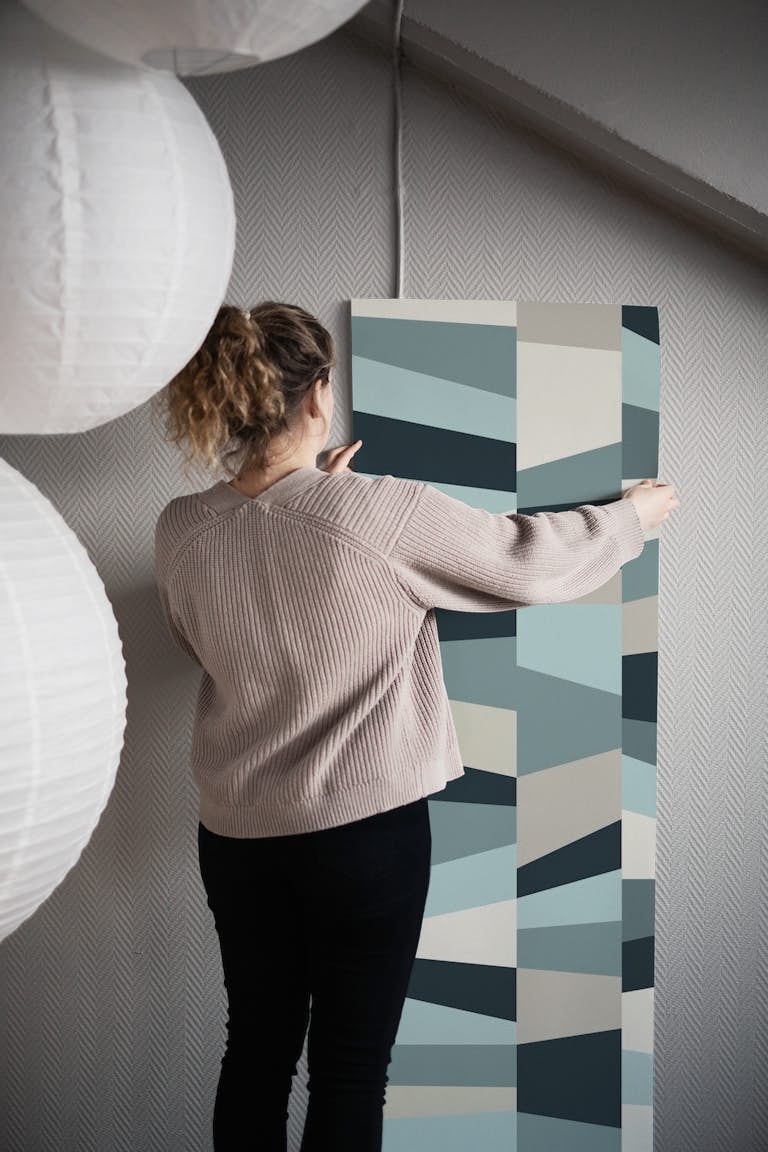 Nordic Color Blocks Mint Taupe papel de parede roll
