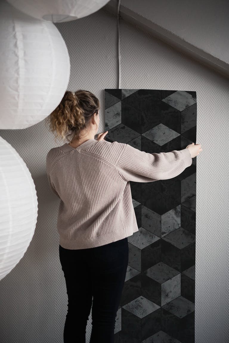Dark Marble Cubes wallpaper roll