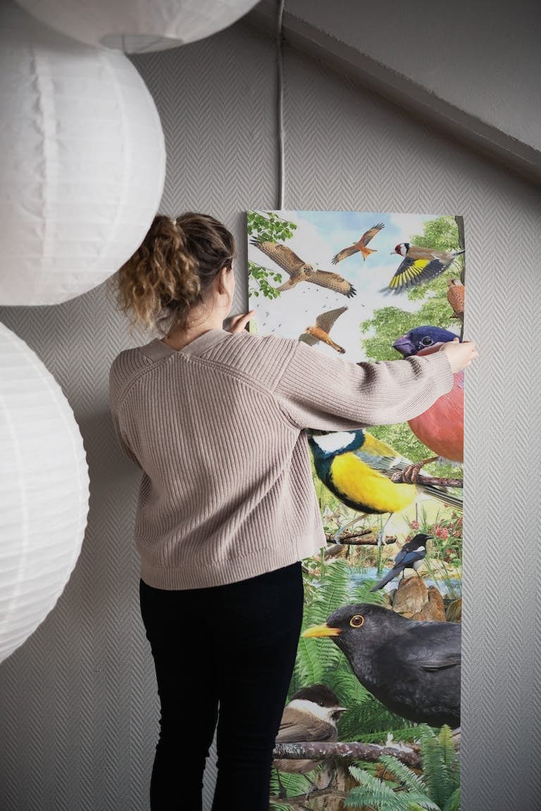 British Birds papel pintado roll
