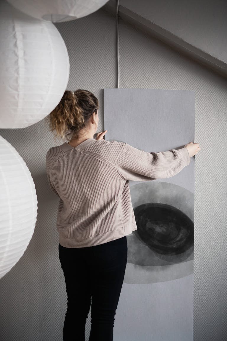Zen Abstract Art Shapes Grey behang roll