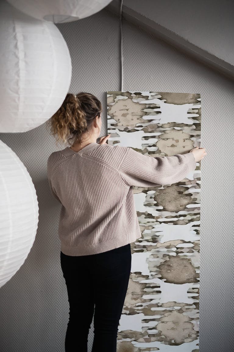 Beige Minimal Floral Abstract behang roll