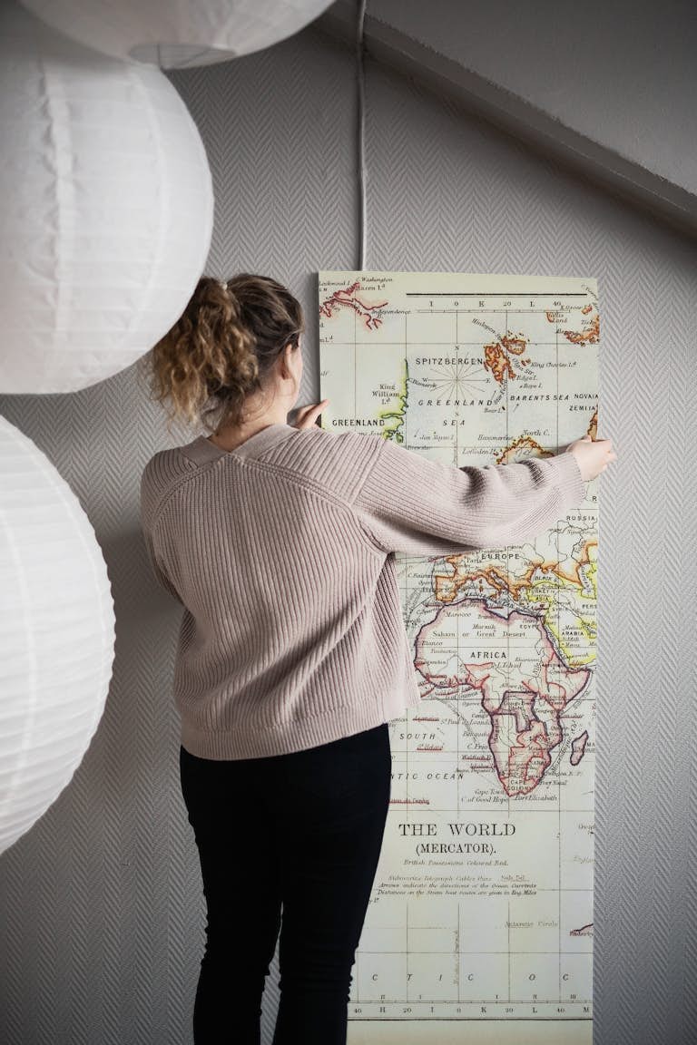 Old world map behang roll